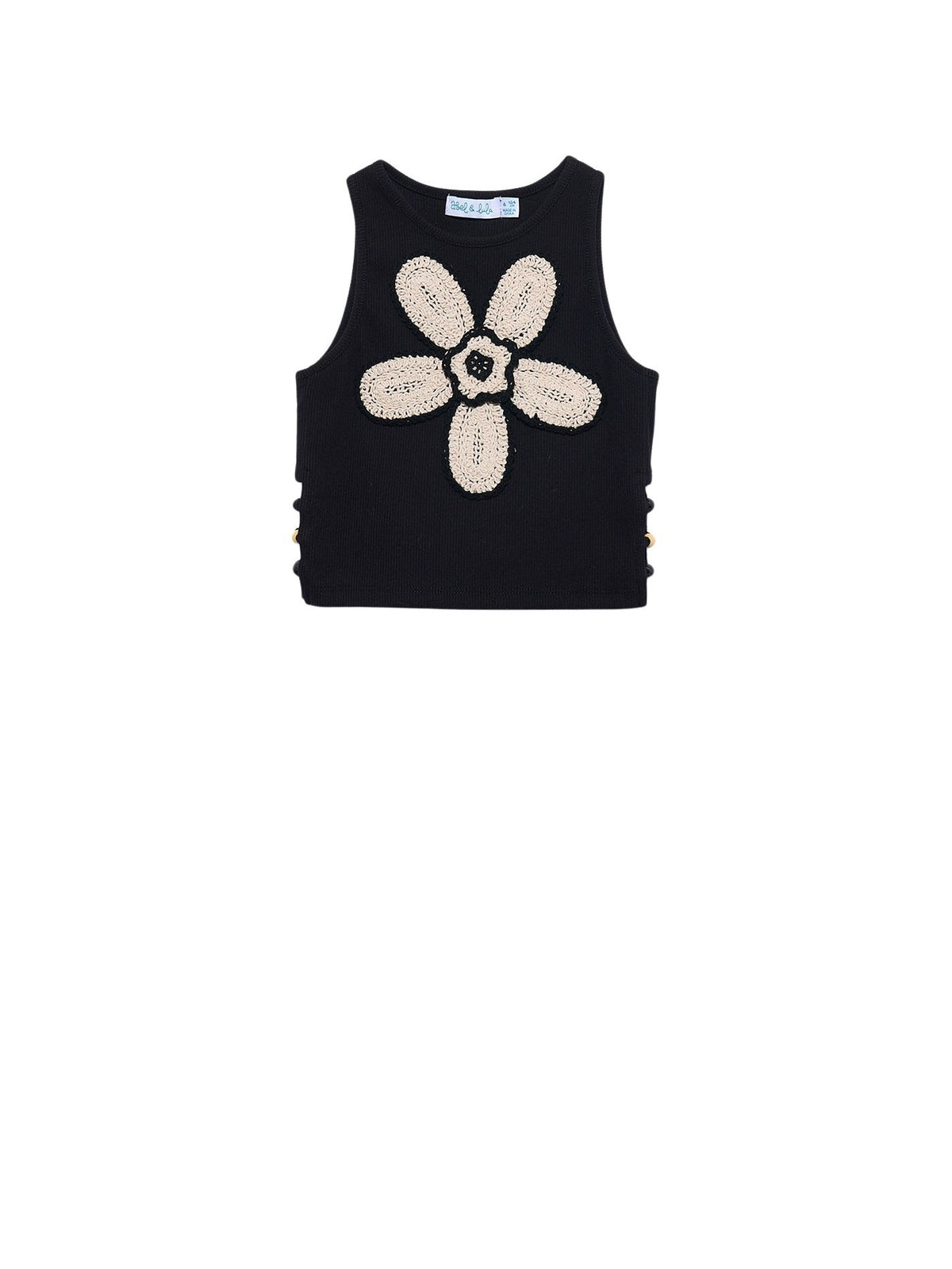 Top flor crochet Preto (Preto)  para Menina - Abel & Lula