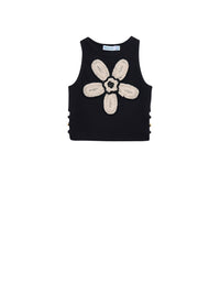 Top flor crochet Preto (Preto)  para Menina - Abel & Lula