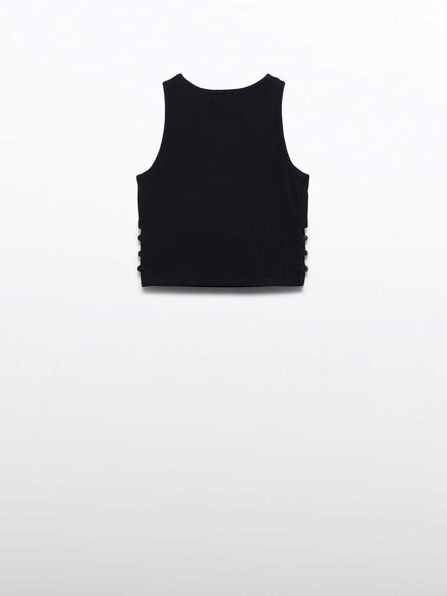 Top flor crochet Preto (Preto)  para Menina - Abel & Lula