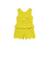 MacacãoMacacão curto flores 3d Limoncelo (Amarelo)  para Menina - Abel & Lula