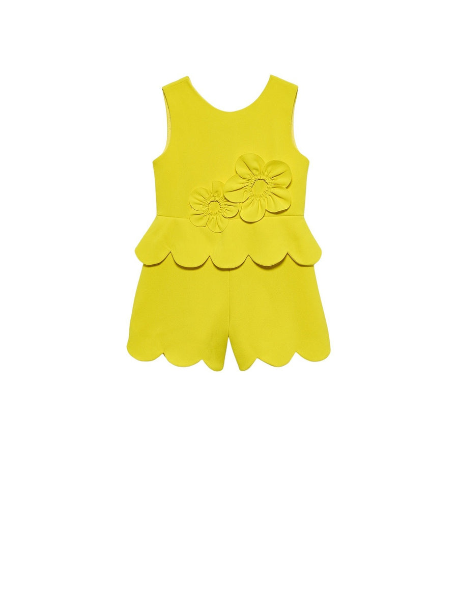 MacacãoMacacão curto flores 3d Limoncelo (Amarelo)  para Menina - Abel & Lula