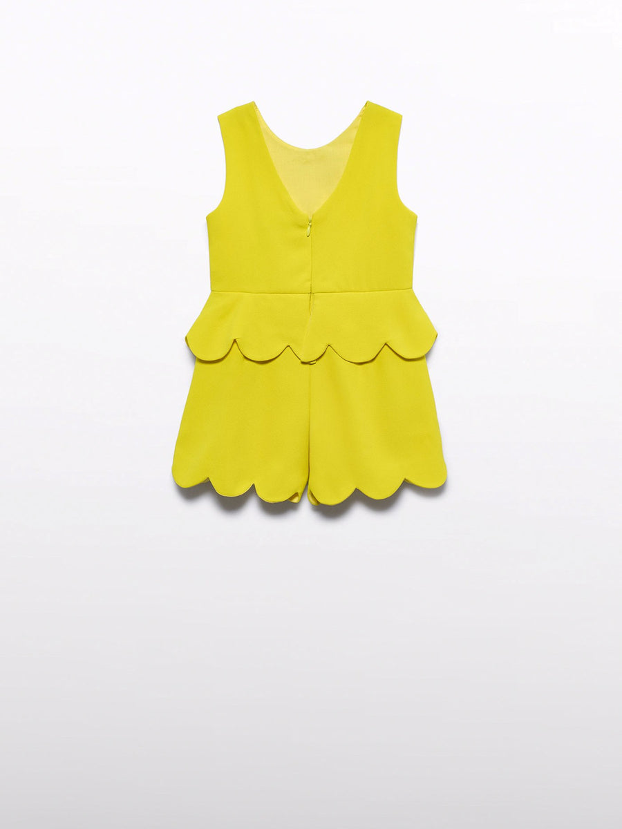 MacacãoMacacão curto flores 3d Limoncelo (Amarelo)  para Menina - Abel & Lula