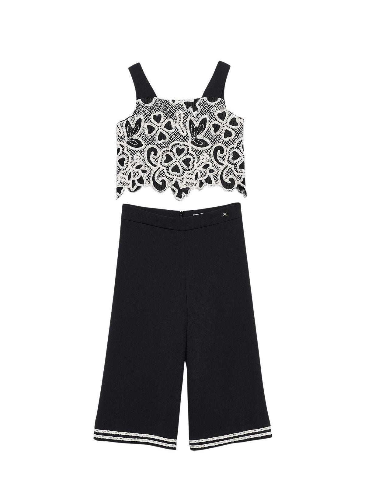 Conj. culote combiado Creme-pret (Preto)  para Menina - Abel & Lula