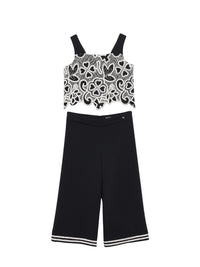 Conj. culote combiado Creme-pret (Preto)  para Menina - Abel & Lula