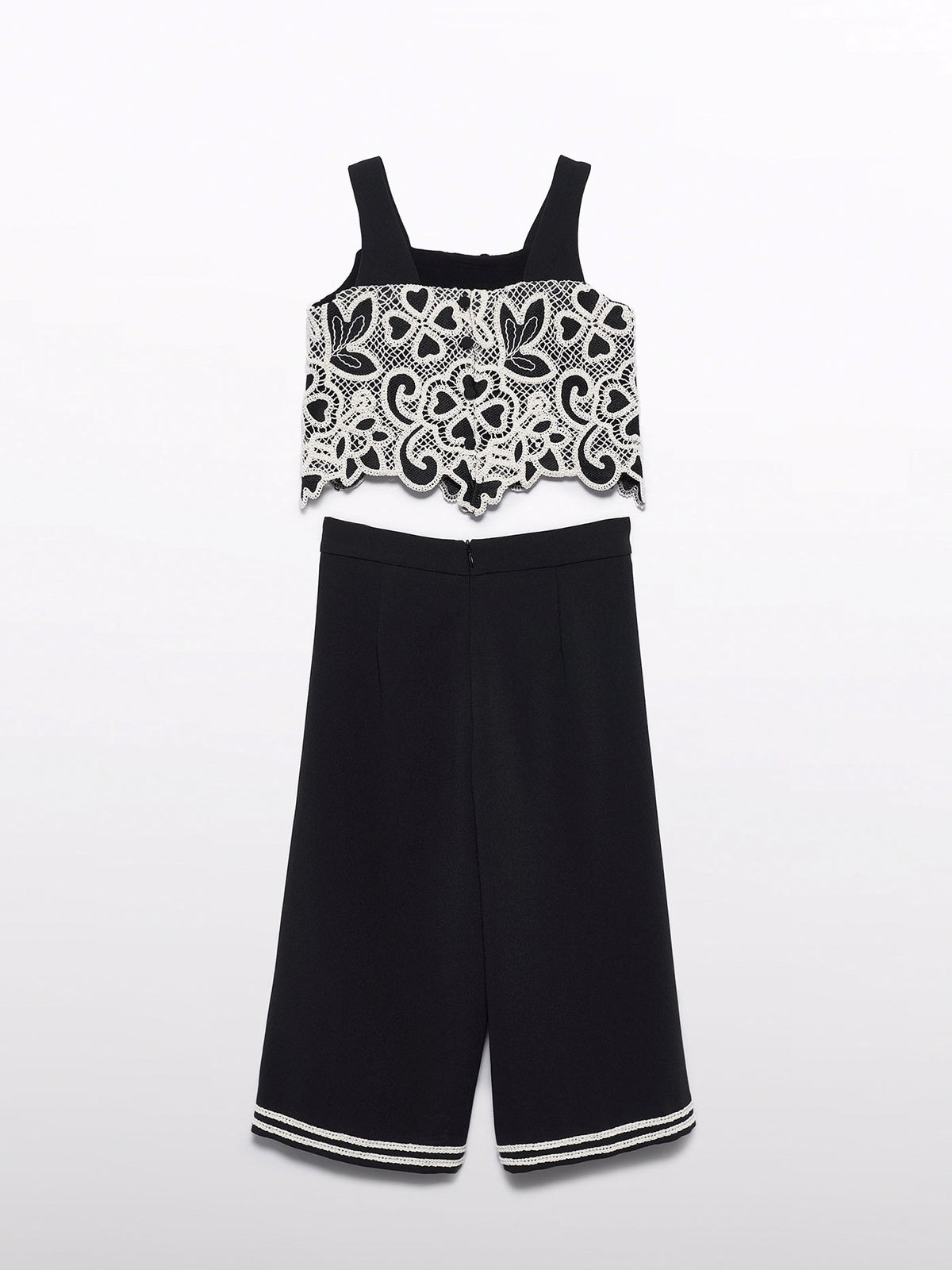 Conj. culote combiado Creme-pret (Preto)  para Menina - Abel & Lula