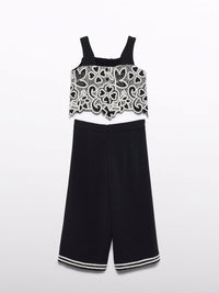 Conj. culote combiado Creme-pret (Preto)  para Menina - Abel & Lula