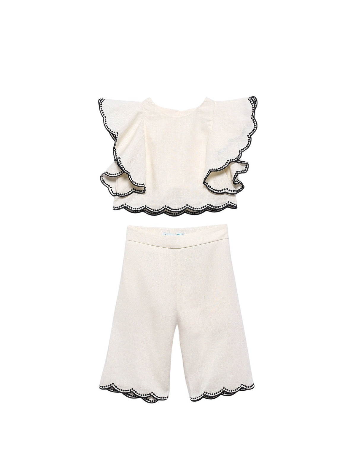 Conj. calça culotte bordado Creme (Creme / Pérola)  para Bebé Menina - Abel & Lula