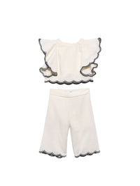 Conj. calça culotte bordado Creme (Creme / Pérola)  para Bebé Menina - Abel & Lula
