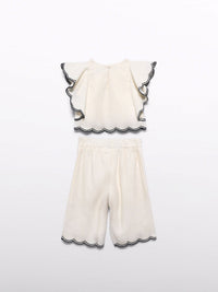 Conj. calça culotte bordado Creme (Creme / Pérola)  para Bebé Menina - Abel & Lula