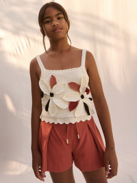 Bermuda crepe Telha (Tijolo)  para Menina - Abel & Lula