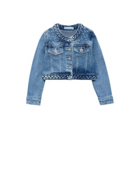 Jaqueta denim pérolas Bleached (Ganga c/ Lavagem)  para Menina - Abel & Lula