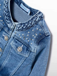 Jaqueta denim pérolas Bleached (Ganga c/ Lavagem)  para Menina - Abel & Lula