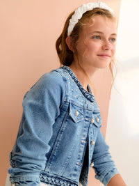 Jaqueta denim pérolas Bleached (Ganga c/ Lavagem)  para Menina - Abel & Lula