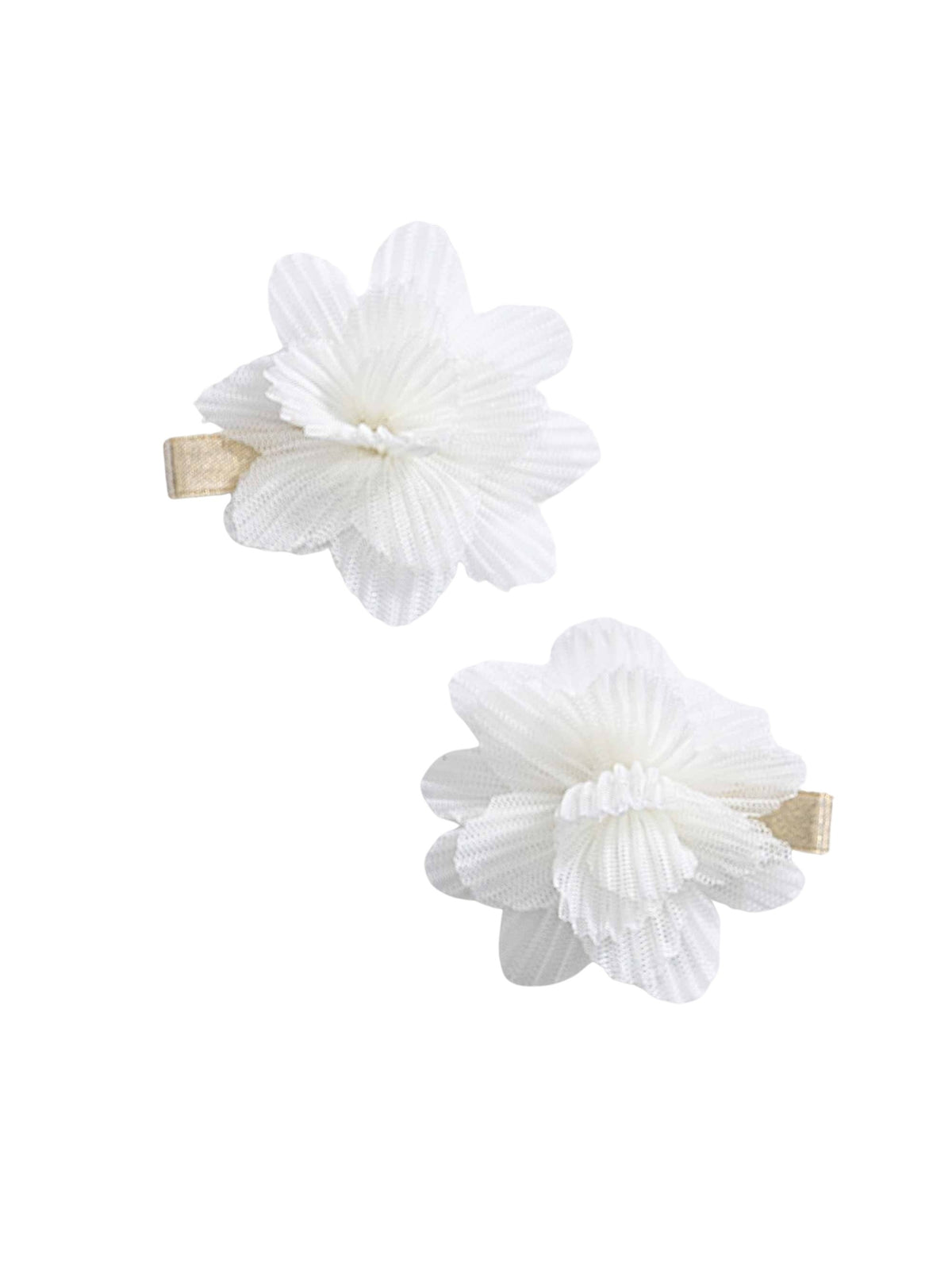 Set ganchos cabelo flor tule Nata (Creme / Pérola)  para Menina - Abel & Lula