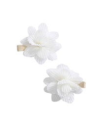 Set ganchos cabelo flor tule Nata (Creme / Pérola)  para Menina - Abel & Lula