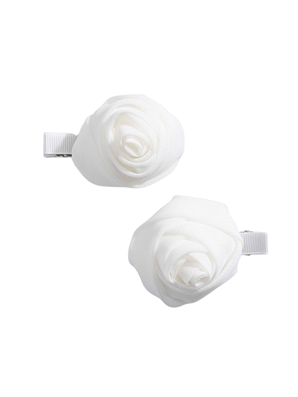 Set ganchos cabelo flor gasa Nata (Creme / Pérola)  para Menina - Abel & Lula