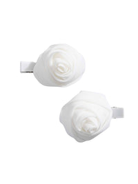 Set ganchos cabelo flor gasa Nata (Creme / Pérola)  para Menina - Abel & Lula