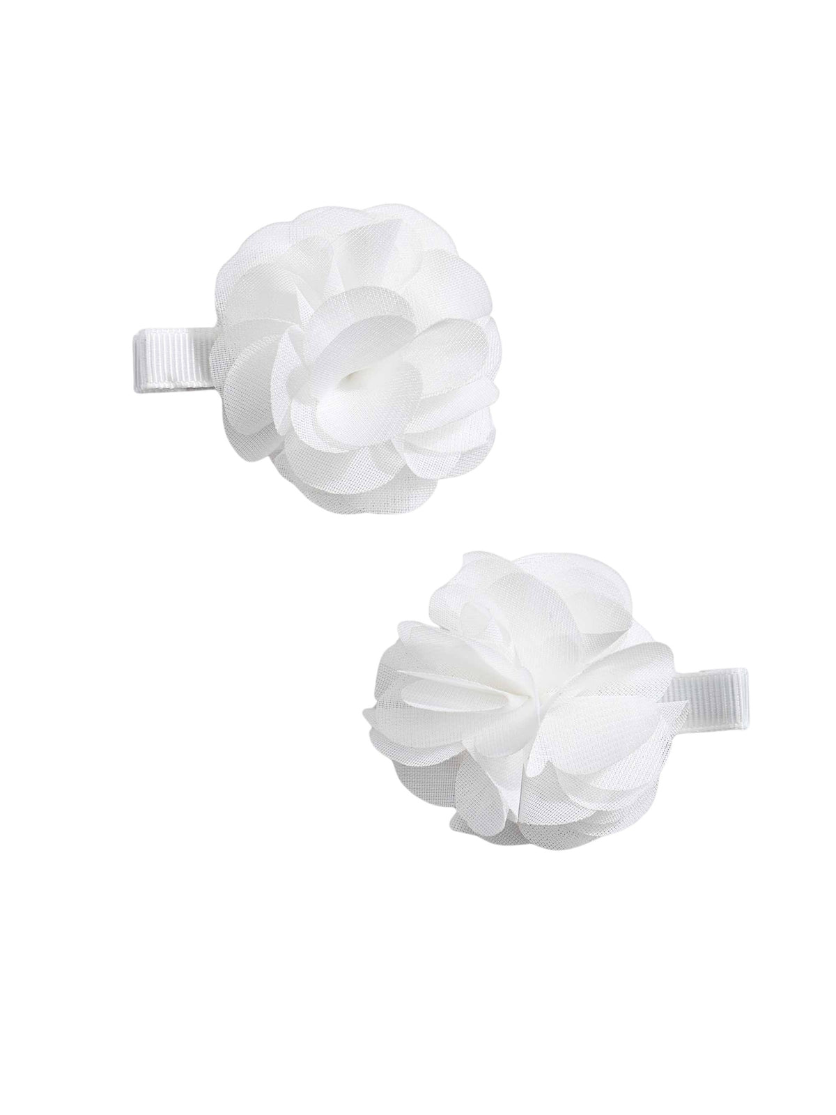 Set ganchos cabelo flor gasa Nata (Branco)  para Menina - Abel & Lula