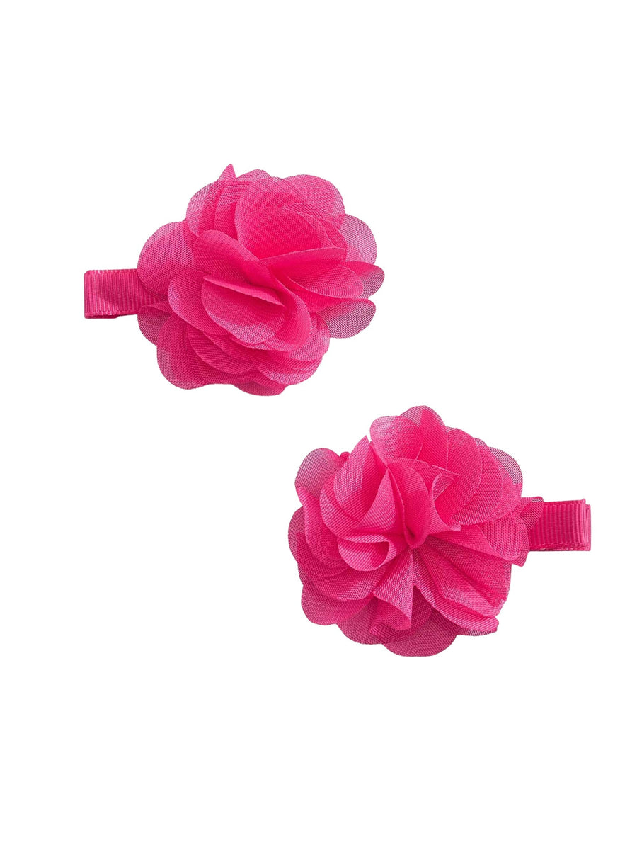 Set ganchos cabelo flor gasa Fúcsia (Fúcsia)  para Menina - Abel & Lula