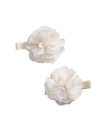 Set ganchos cabelo flor gasa Creme (Creme / Pérola)  para Menina - Abel & Lula