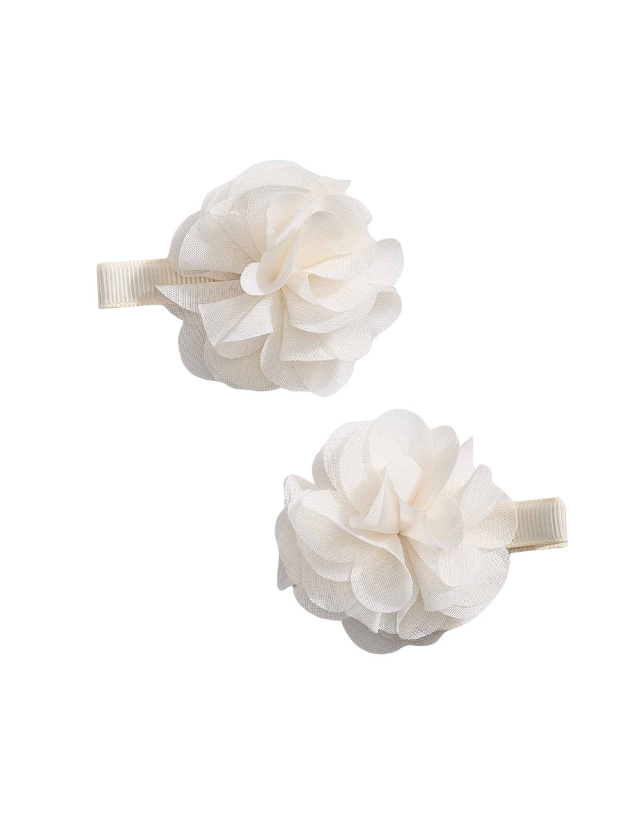 Set ganchos cabelo flor gasa Creme (Creme / Pérola)  para Menina - Abel & Lula