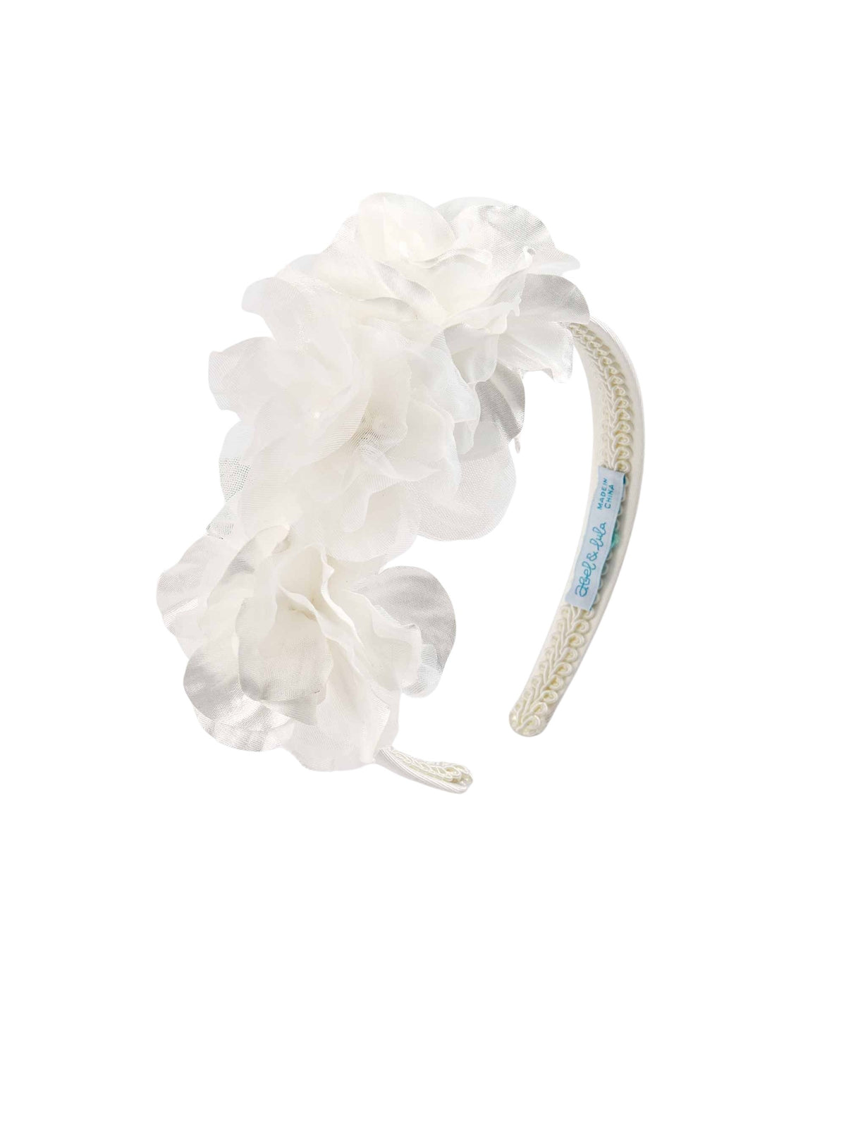 Bandolete mikado flores Nata (Creme / Pérola)  para Menina - Abel & Lula