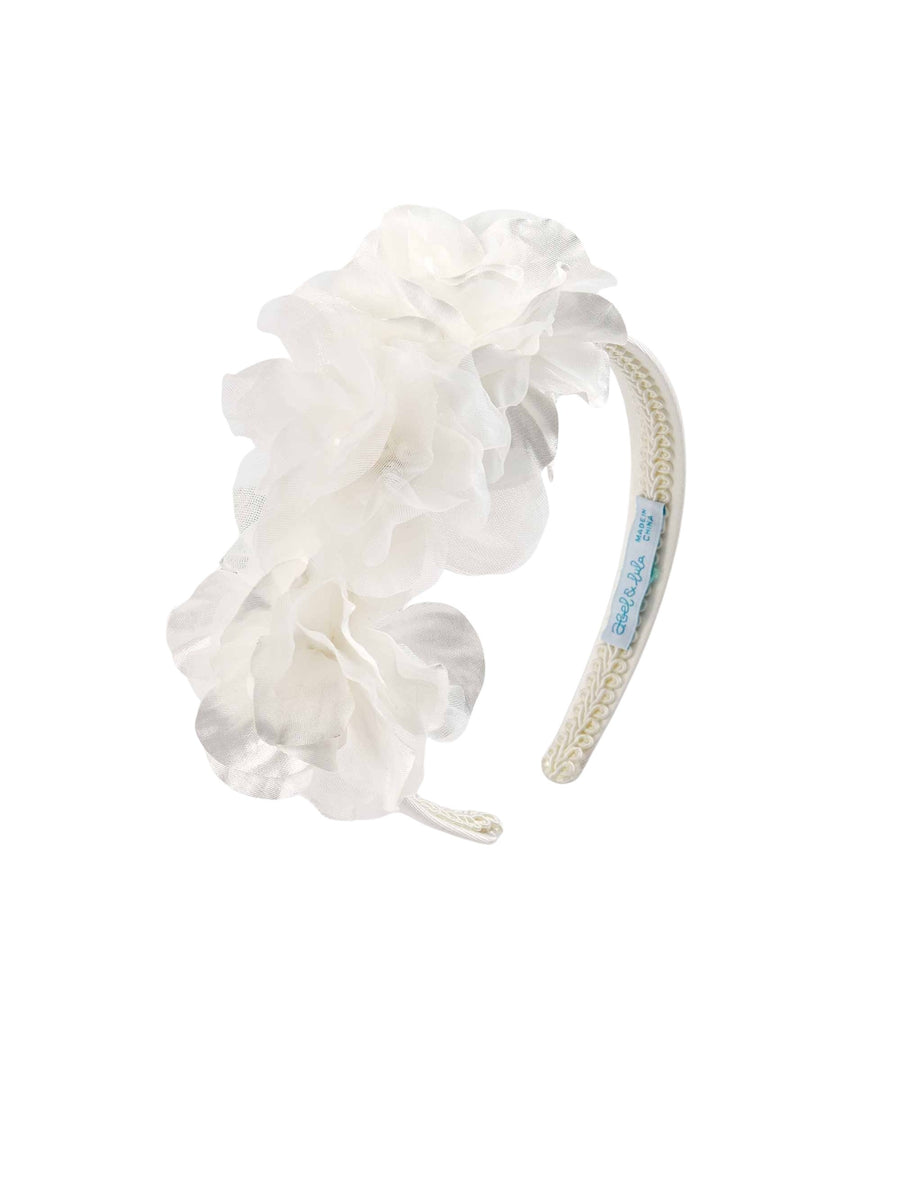 Bandolete mikado flores Nata (Creme / Pérola)  para Menina - Abel & Lula