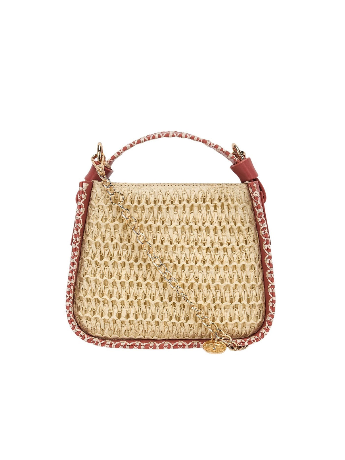 Bolsa de palha c/ ponto conch Telha (Tijolo)  para Menina - Abel & Lula