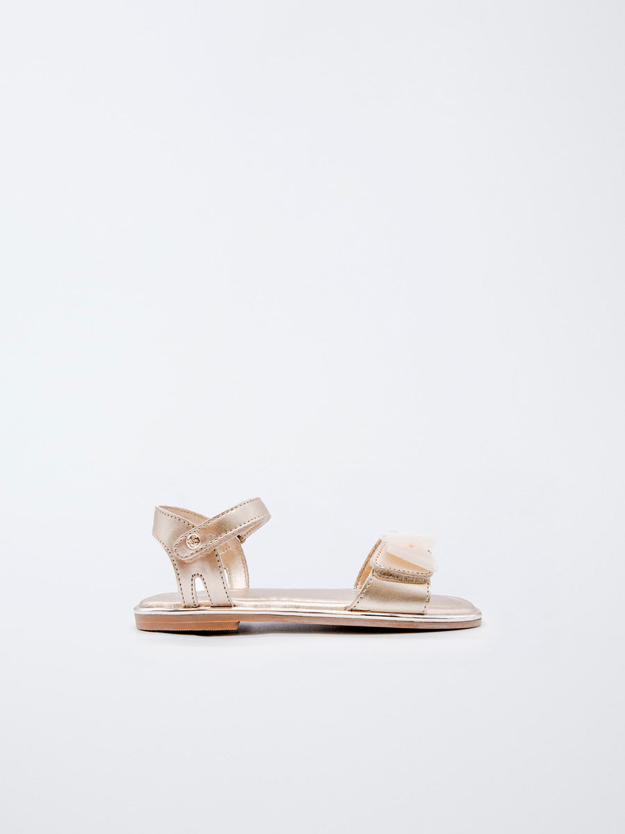 Sandália laçada tule Champanhe (Dourado)  para Menina - Abel & Lula