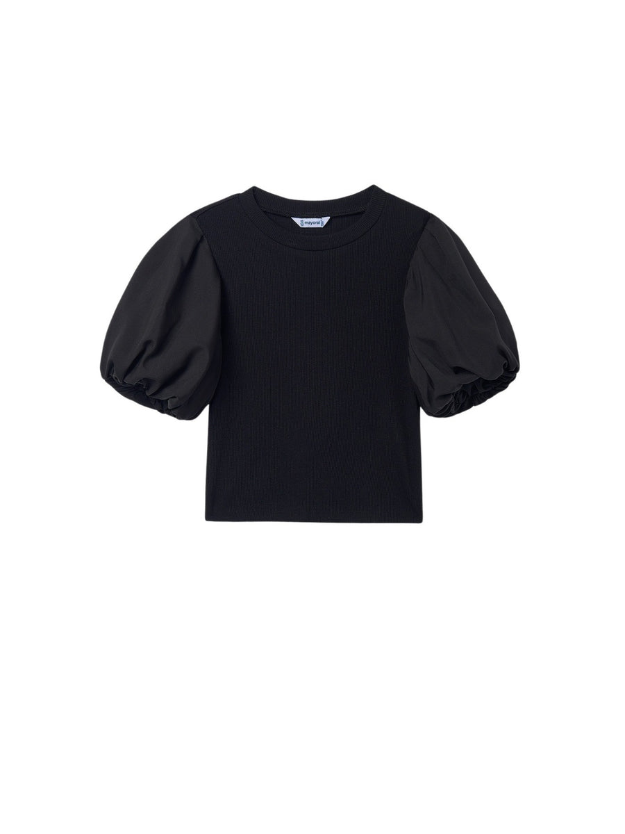 T´shirt canale combinada Preto (Preto)  para Menina - Mayoral