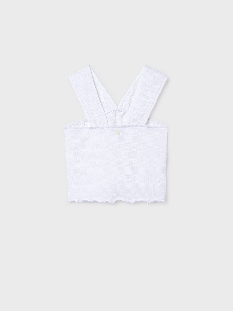 Top alças franzida Branco (Branco)  para Menina - Mayoral