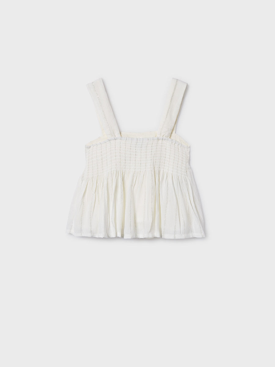 Top c/ laço de lurex Crú (Creme / Pérola)  para Menina - Mayoral
