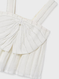 Top c/ laço de lurex Crú (Creme / Pérola)  para Menina - Mayoral