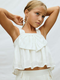 Top c/ laço de lurex Crú (Creme / Pérola)  para Menina - Mayoral