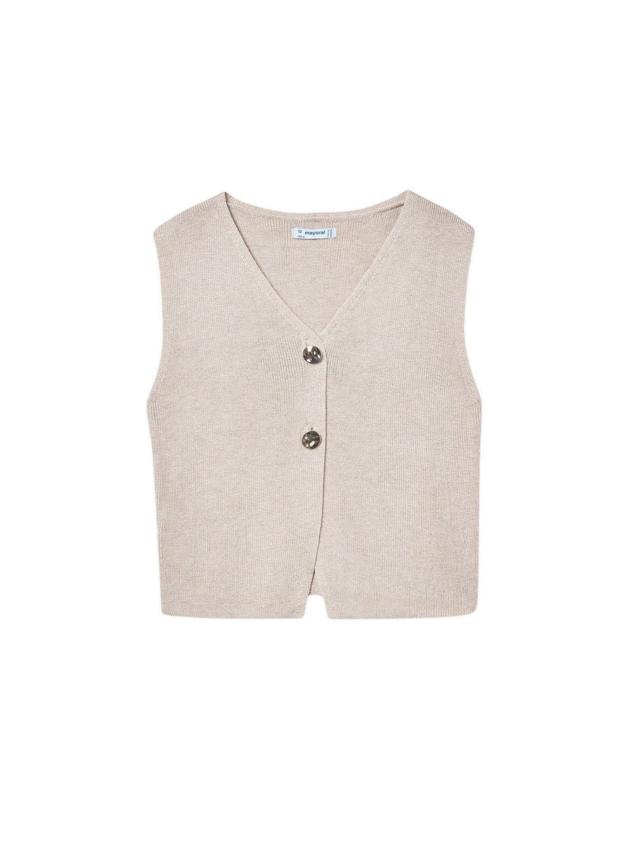 Top tricot com botões Amendoa m (Bege)  para Menina - Mayoral