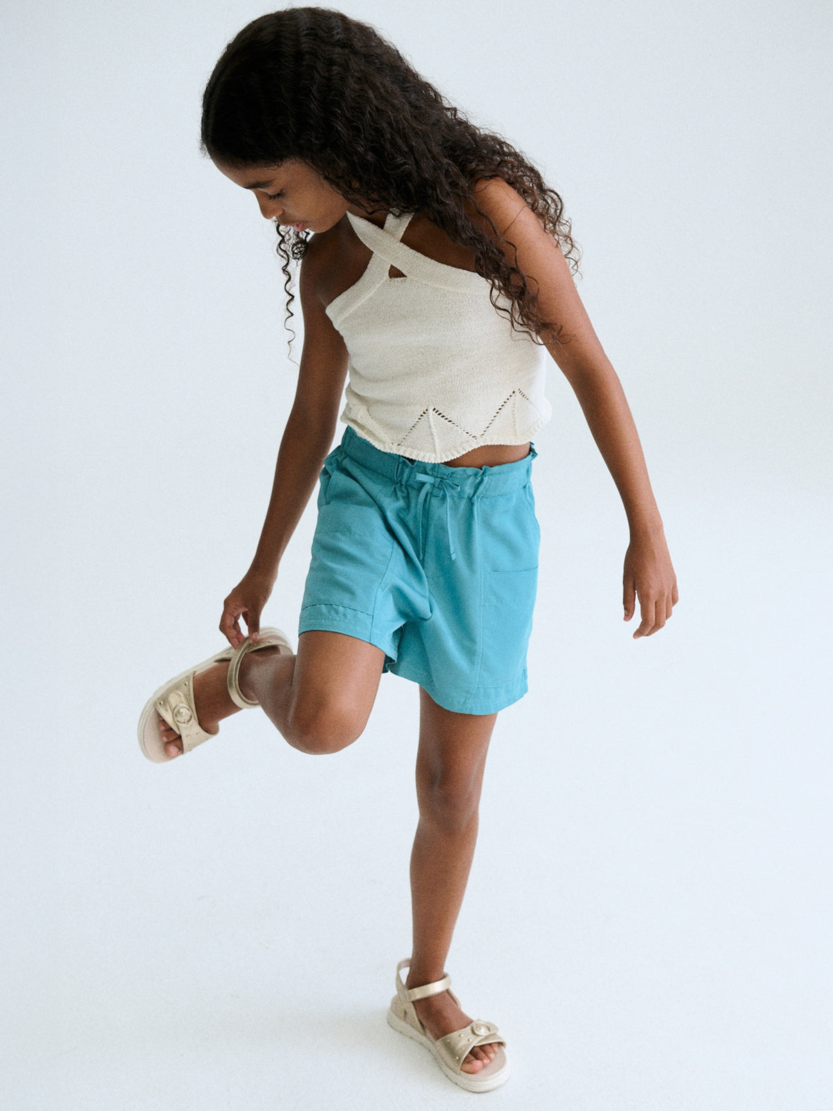 Top tricot c/ alças cruzadas Osso (Creme / Pérola)  para Menina - Mayoral