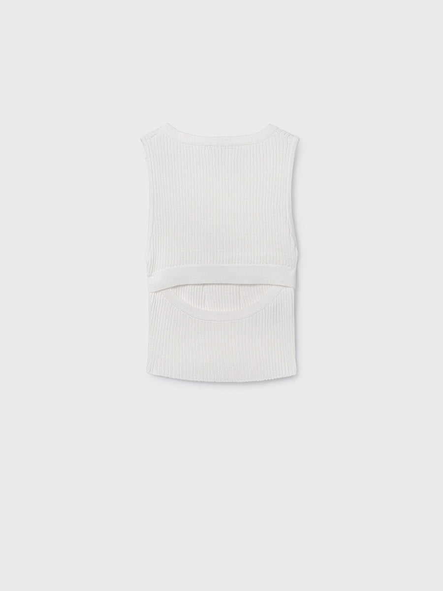 Top tricot recortado costas Osso (Creme / Pérola)  para Menina - Mayoral