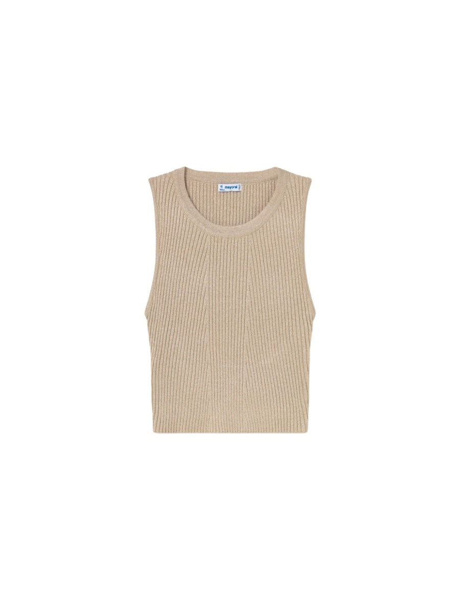 Top tricot recortado costas Areia (Bege)  para Menina - Mayoral