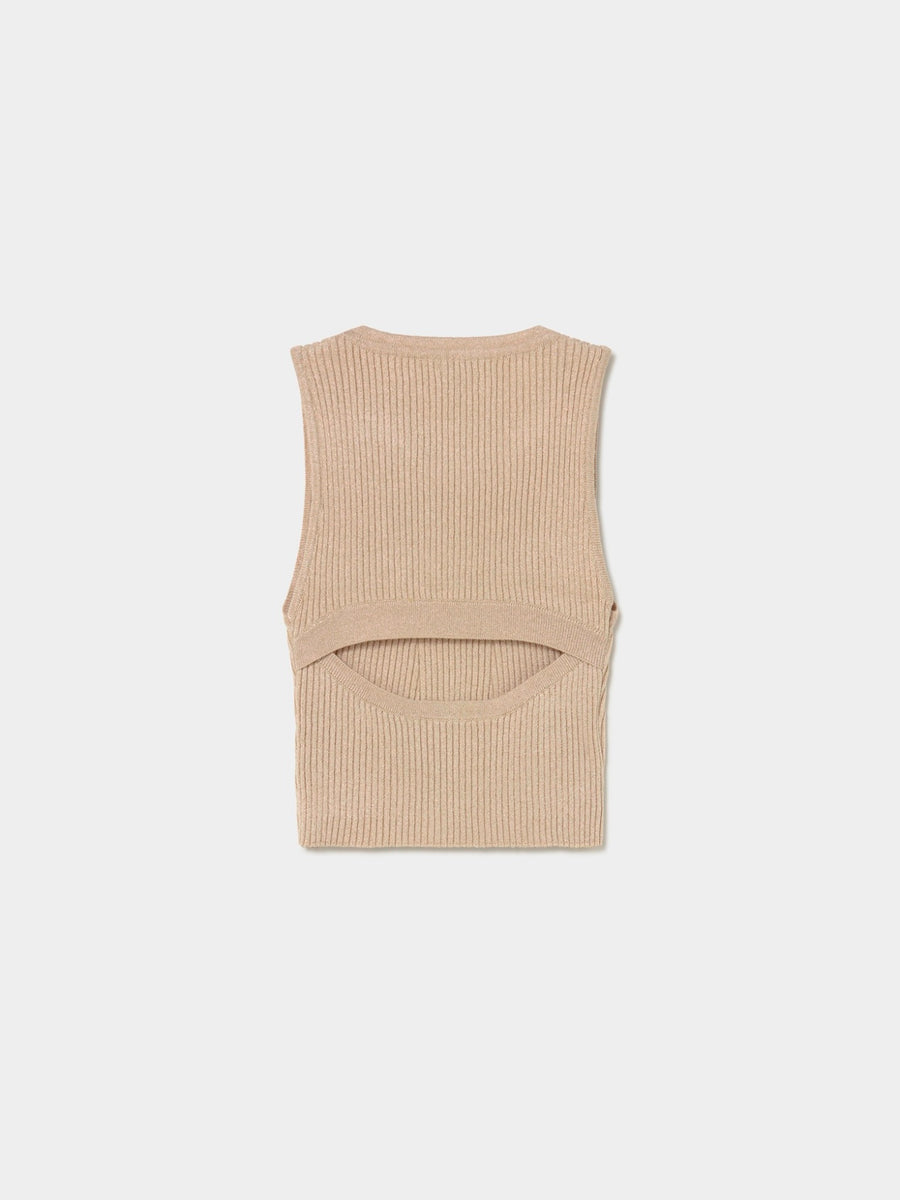 Top tricot recortado costas Areia (Bege)  para Menina - Mayoral