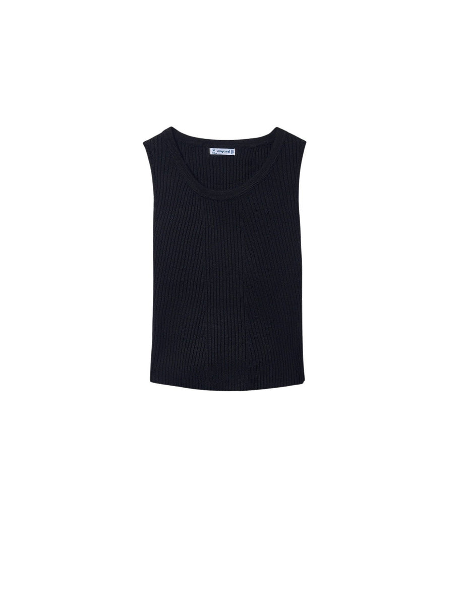 Top tricot recortado costas Preto (Preto)  para Menina - Mayoral