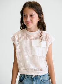 Twin set c/ bolso Osso (Creme / Pérola)  para Menina - Mayoral
