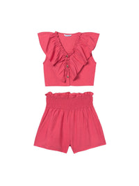Conj. short folho Coral (Tijolo)  para Menina - Mayoral