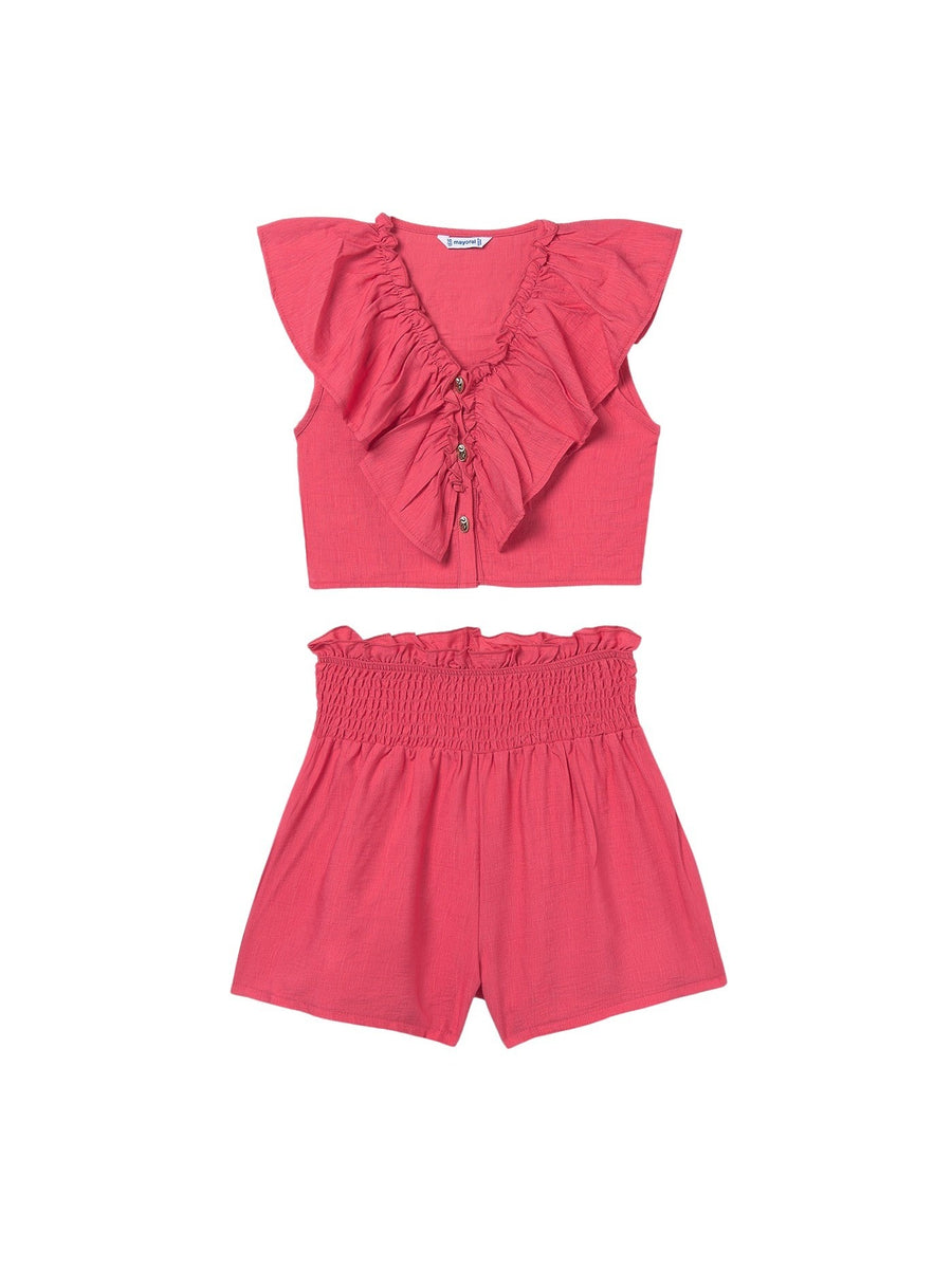 Conj. short folho Coral (Tijolo)  para Menina - Mayoral