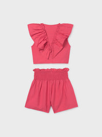 Conj. short folho Coral (Tijolo)  para Menina - Mayoral