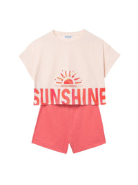 Conj. short gráfica Flamingo (Salmão)  para Menina - Mayoral