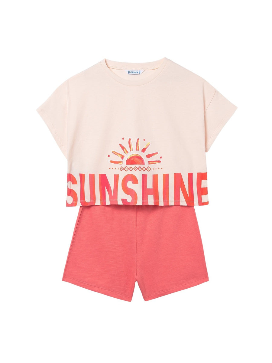 Conj. short gráfica Flamingo (Salmão)  para Menina - Mayoral