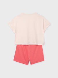 Conj. short gráfica Flamingo (Salmão)  para Menina - Mayoral