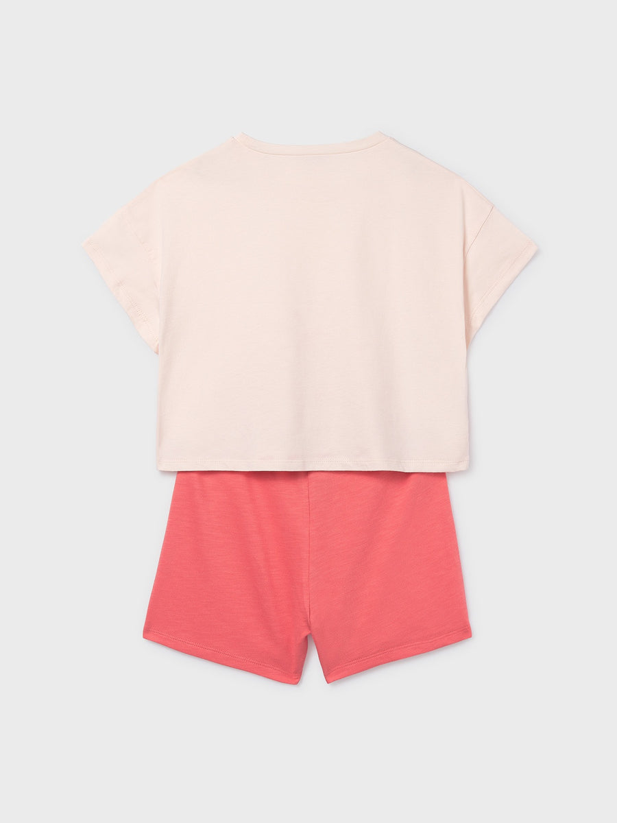 Conj. short gráfica Flamingo (Salmão)  para Menina - Mayoral