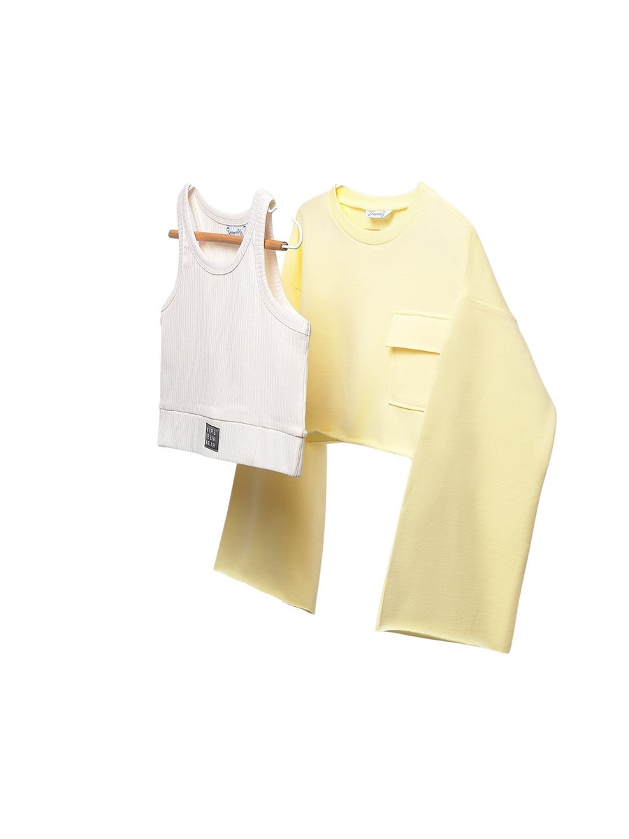 Pulôver de 2 peças Baunilha (Amarelo Pálido)  para Menina - Mayoral