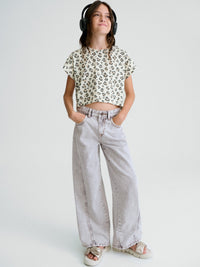 Calça ganga wide leg Cinza (Cinza)  para Menina - Mayoral